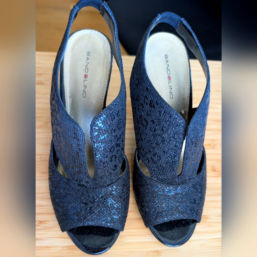 Bandolino Women's Glittery Black Slingback Stilettos
